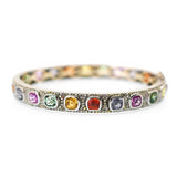 Sterling Silver Multi Sapphire Diamond Bangle - Monisha Melwani Jewelry