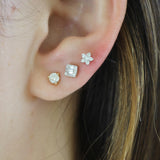 Gold Diamond Prong Stud Earring