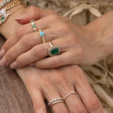 Gold Bezel Marquise Diamond Round Emerald Eternity Ring