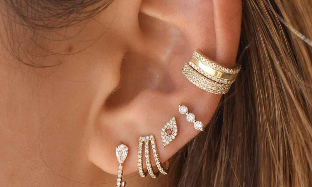 Triple Diamond Cage Earrings - 14KT Gold - Monisha Melwani Jewelry