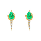 Gold Pear Emerald Bar Earring