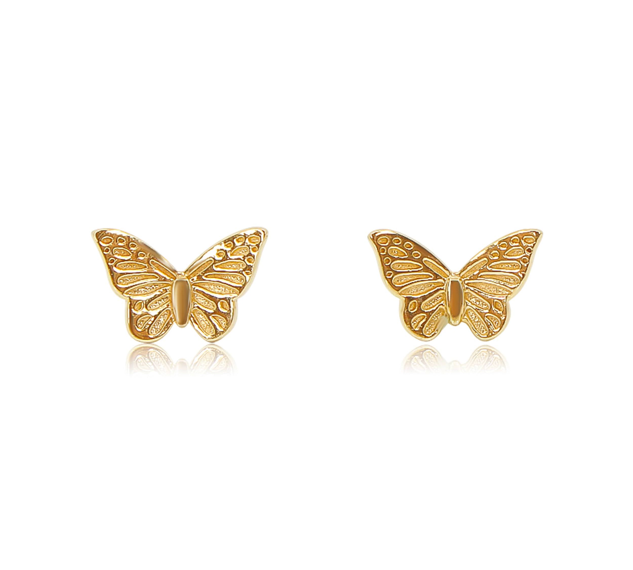 Gold Butterfly Stud Earring-14kt Gold-Monisha Melwani Jewelry