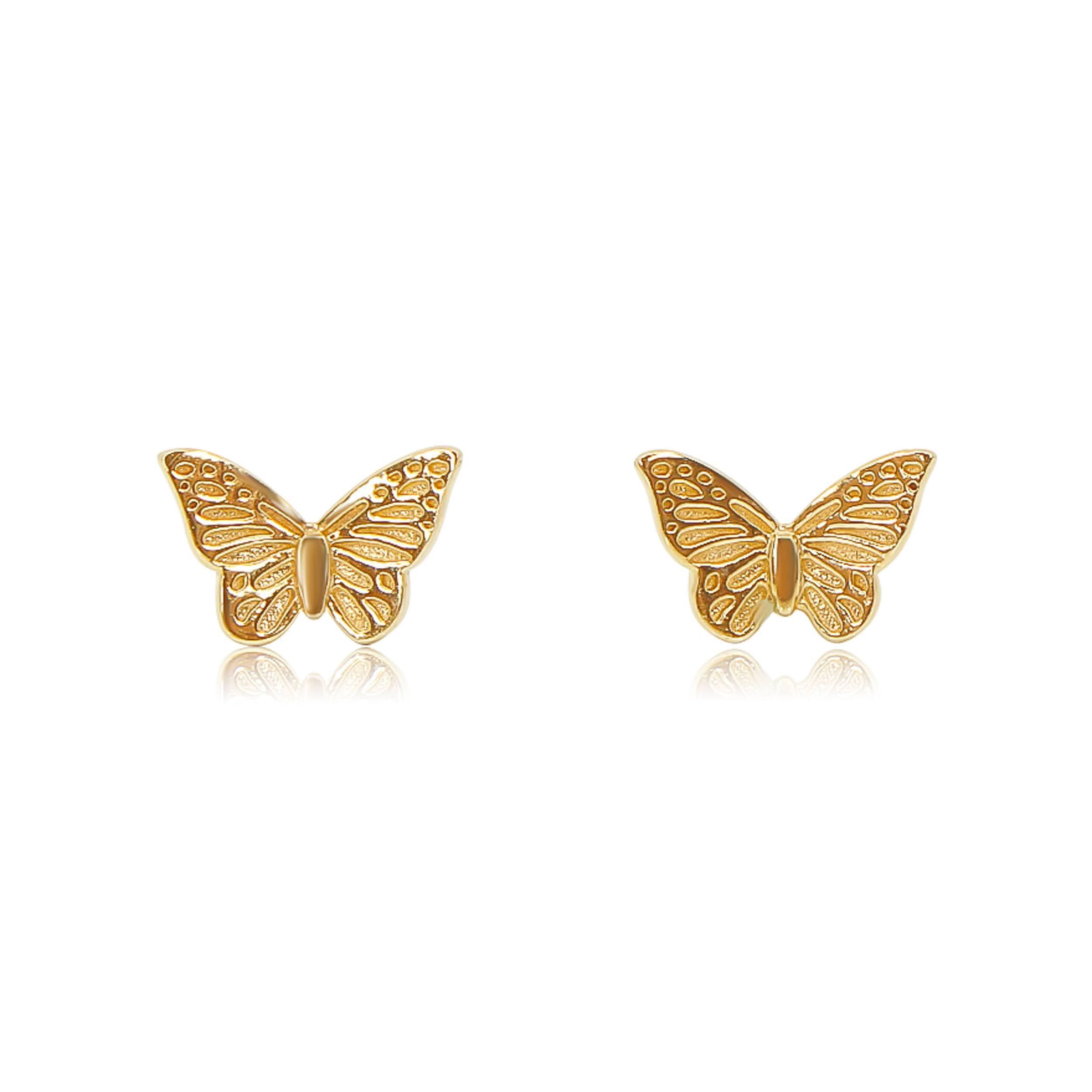 Gold Butterfly Stud Earring-14kt Gold-Monisha Melwani Jewelry