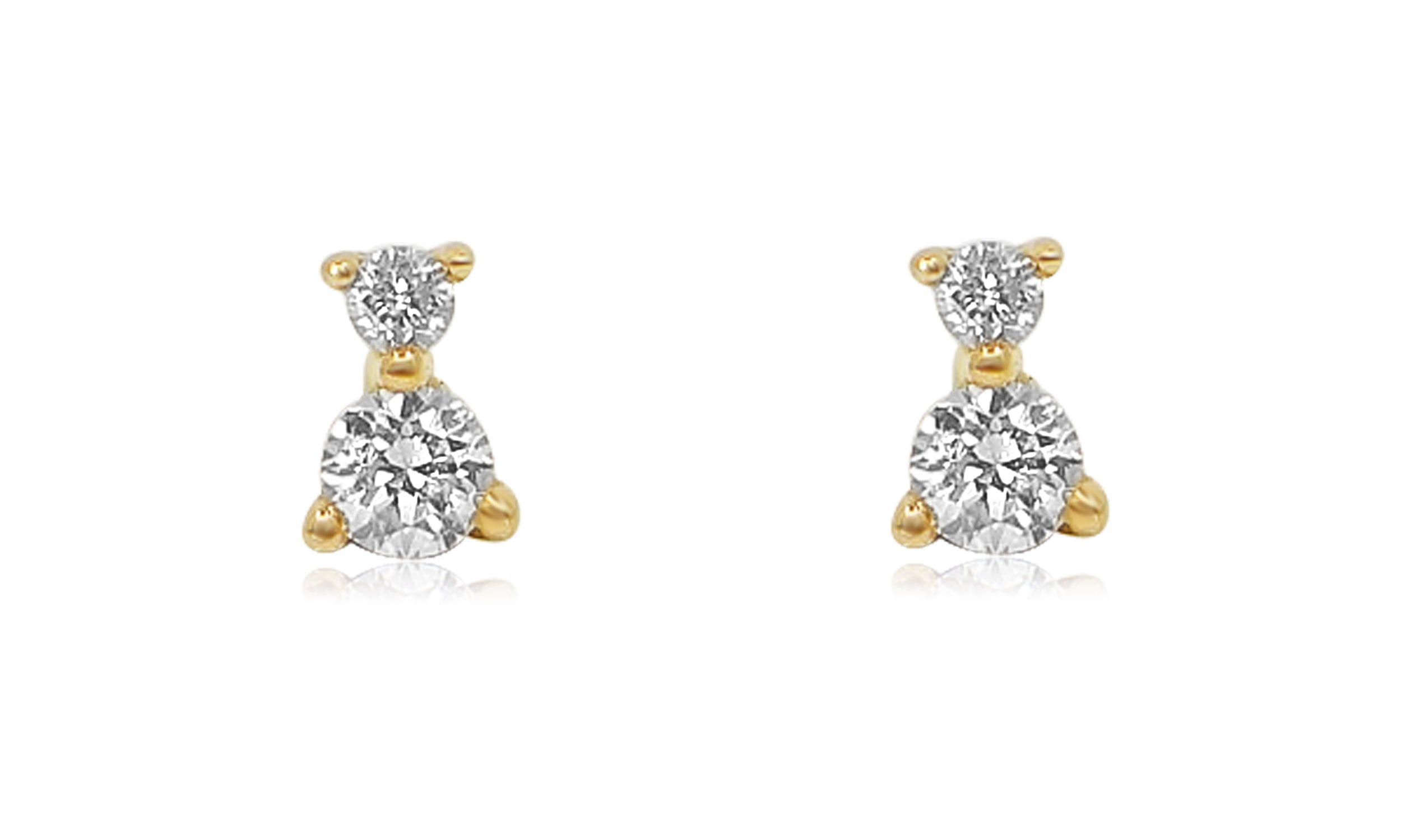 Gold Double Diamond Prong Stud Earring by Monisha Melwani - Fine Jewelry