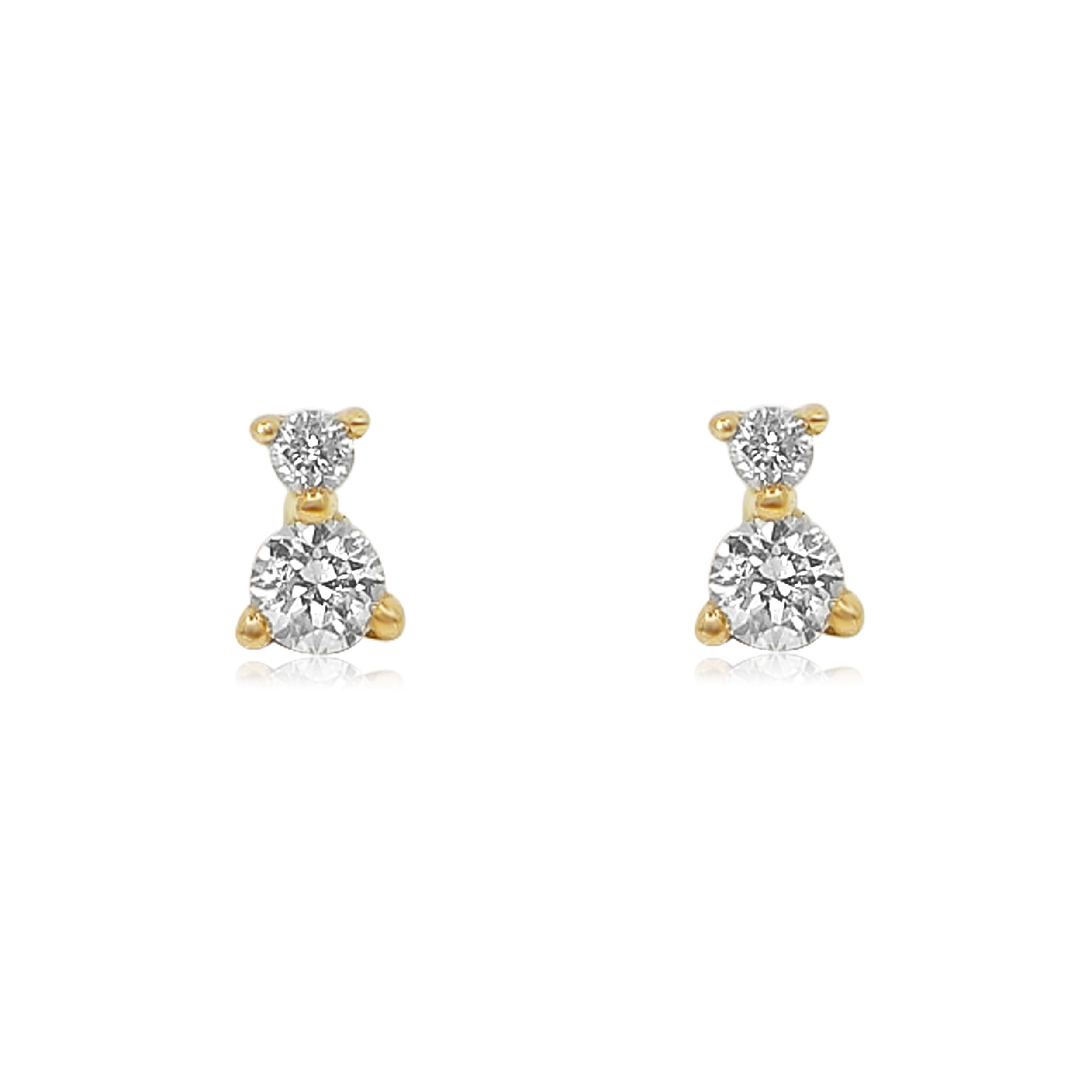 Gold Double Diamond Prong Stud Earring by Monisha Melwani - Fine Jewelry