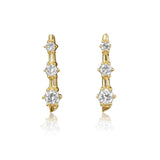 Gold Tripple Prong Diamond Earring-14kt Gold-Monisha Melwani Jewelry