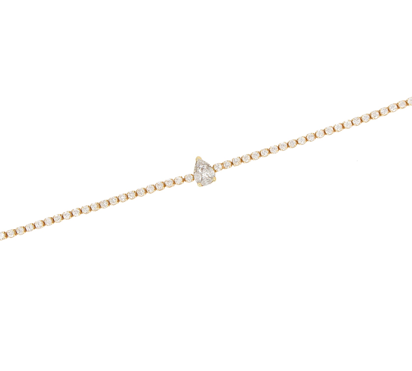 Pear Shaped Diamond Tennis Bracelet - 18KT Gold - Monisha Melwani Jewelry