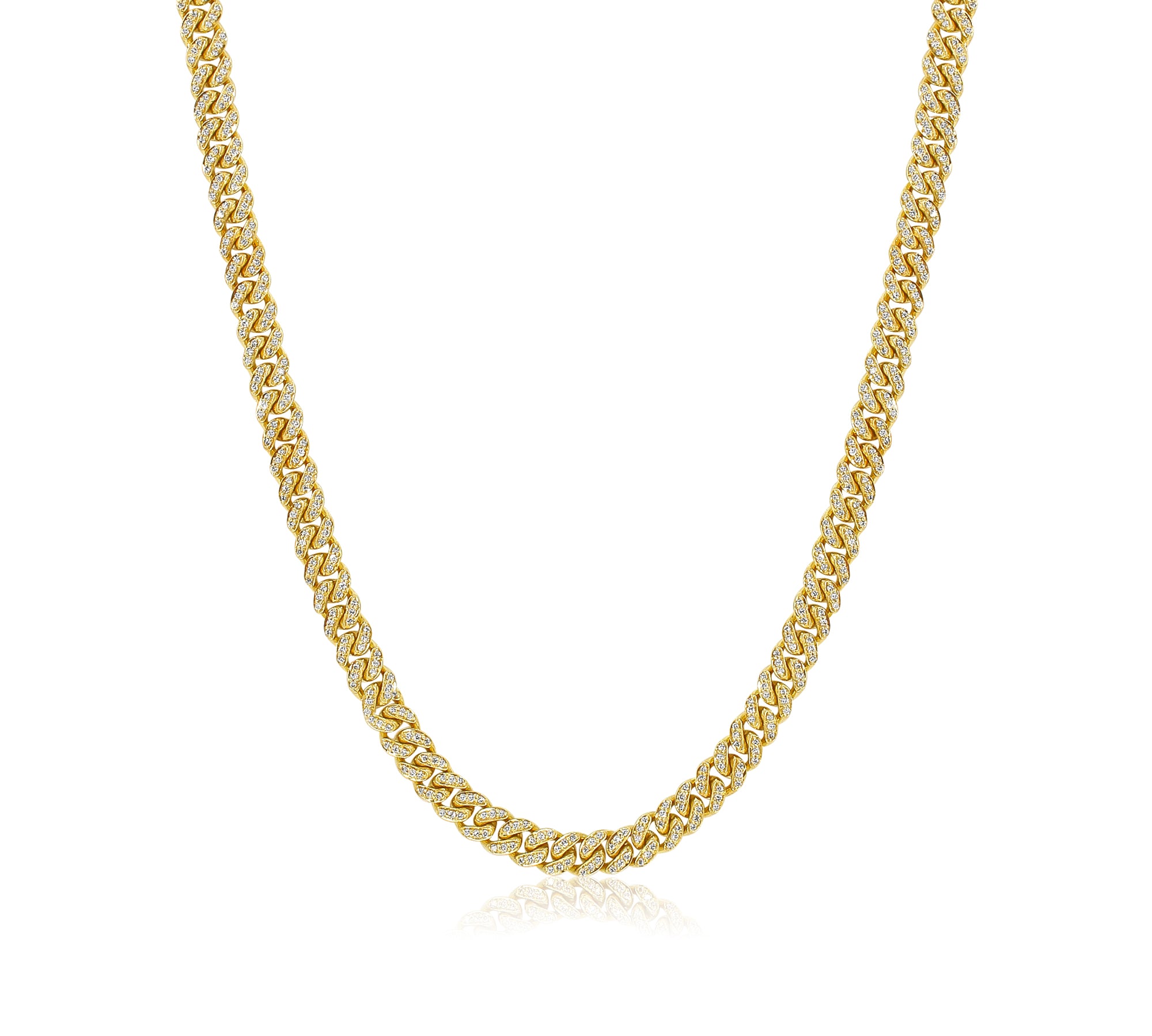 Gold Diamond Cuban Link Chain Necklace by Monisha Melwani Fine Jewelry