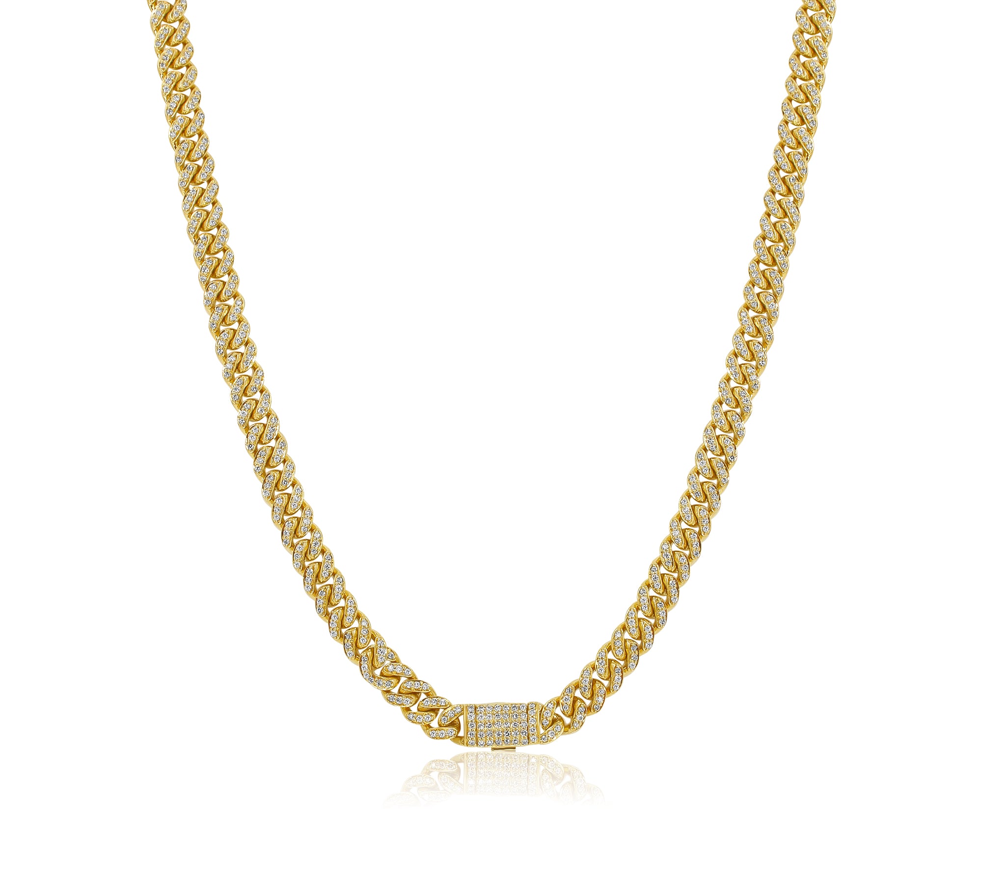 Gold Diamond Cuban Link Chain Necklace by Monisha Melwani Fine Jewelry
