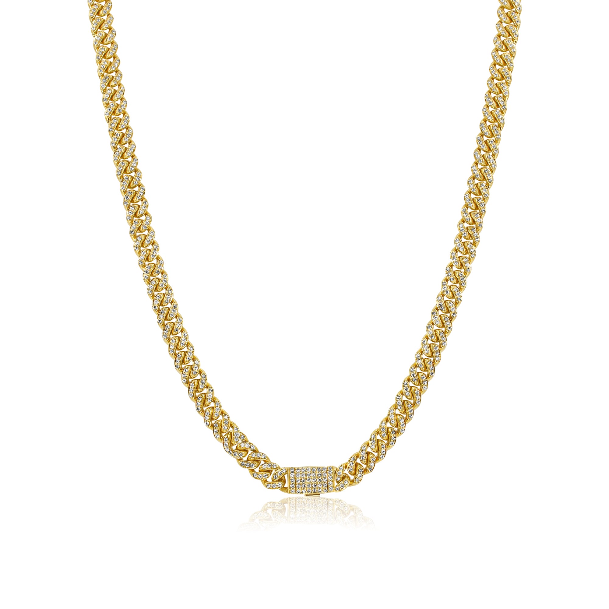 Gold Diamond Cuban Link Chain Necklace by Monisha Melwani Fine Jewelry