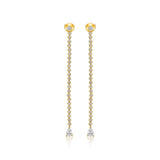 Gold Diamond Bezel with Pear Drop Shoulder Duster Earrings