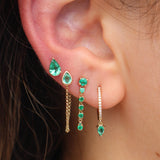 Gold Emerald Large Pear Stud Earring by Monisha Melwani Fine Jewelry