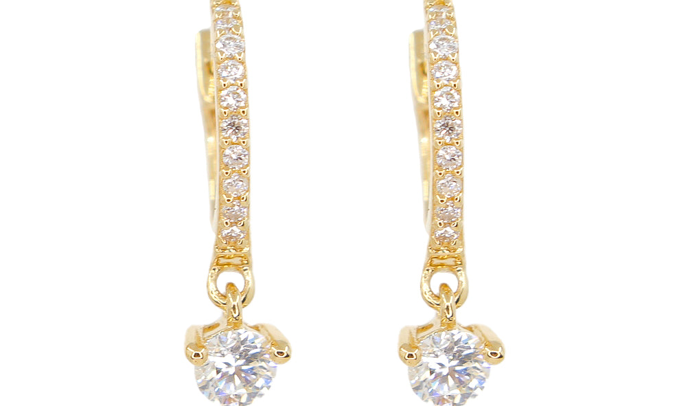 Diamond Prong Mini Hoops - 14KT Gold - Monisha Melwani Jewelry - 