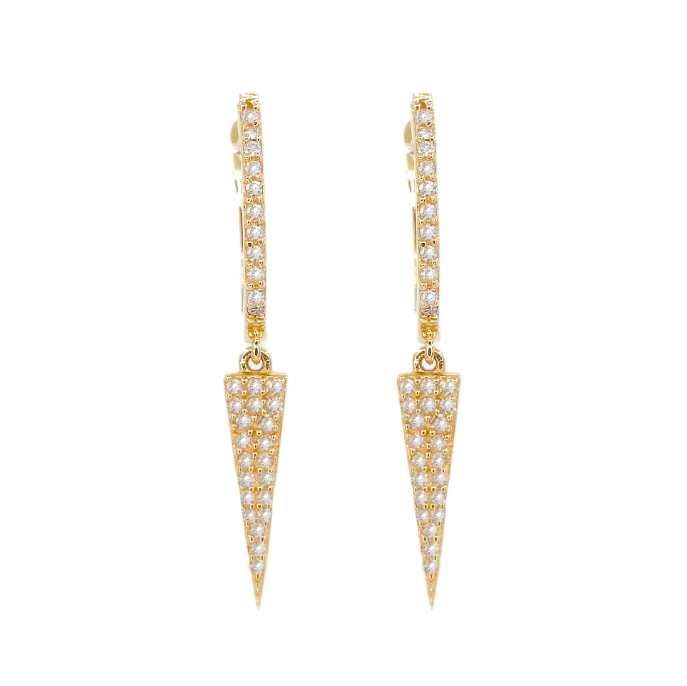 Gold Diamond Spike Hoop Earrings - 14KT Gold - Monisha Melwani Jewelry