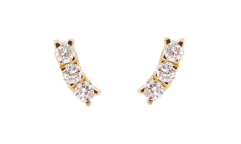 Diamond Mini Curve Bar Earring - 14KT Gold - Monisha Melwani Jewelry
