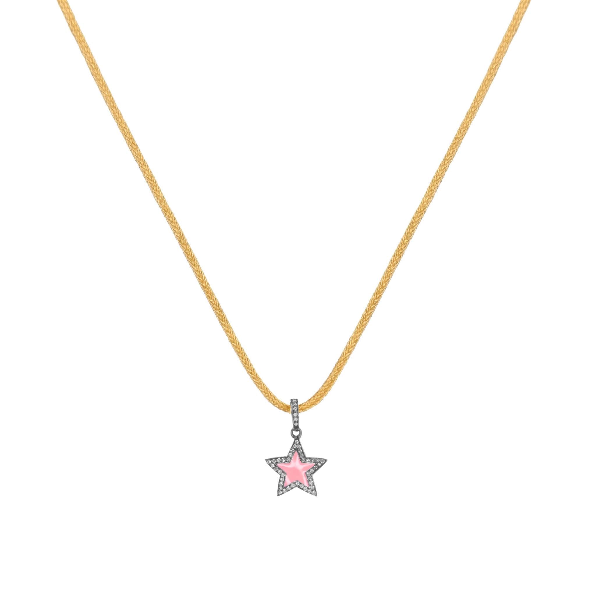 Sterling Silver Pink Enamel Star Charm - 14kt Silver - Monisha Melwani Jewelry