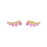 Gold Graduated Diamond Pink Sapphire Climber Earring