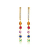Gold Multi Sapphire Drop Hoop Earrings - 14KT Gold - Monisha Melwani Jewelry