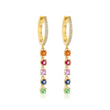 Gold Multi Sapphire Drop Hoop Earrings - 14KT Gold - Monisha Melwani Jewelry