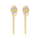 Gold Diamond Double Prong Drop Loop Earring