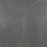 Gold Five Multi Sapphire Bezel Body Chain