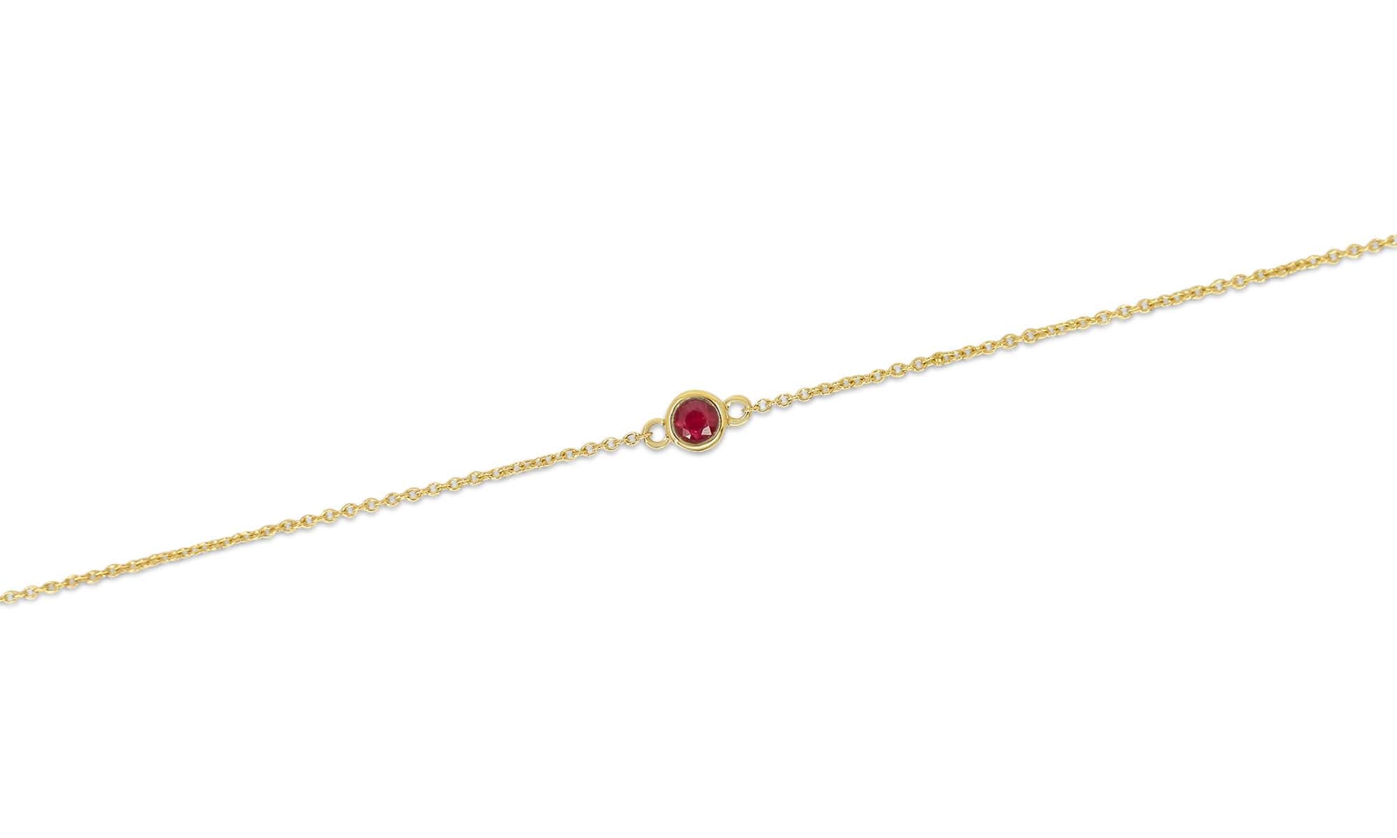 Gold Single Ruby Bezel Bracelet by Monisha Melwani Fine Jewelry