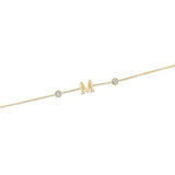 Gold Diamond Chunky "M" Initial Bezel Bracelet