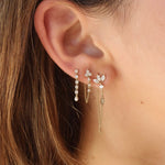 Diamond Trio Drop Earrings - 14KT Gold - Monisha Melwani Jewelry