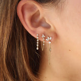 Diamond Trio Drop Earrings - 14KT Gold - Monisha Melwani Jewelry
