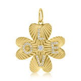 Gold Diamond Four Leaf Clover Love Pendant