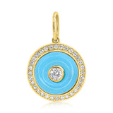 Gold Diamond Round Turquoise Pendant