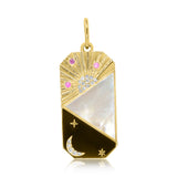 Gold Diamond Day and Night Pearl Medallion Pendant