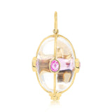Gold Crystal Pink Sapphire Oval Pendant