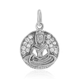 Sterling Silver Diamond Buddha Charm Pendant