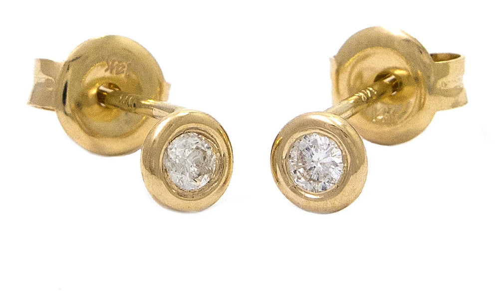 Gold Bezel Diamond Earrings - 14KT Gold - Monisha Melwani Jewelry