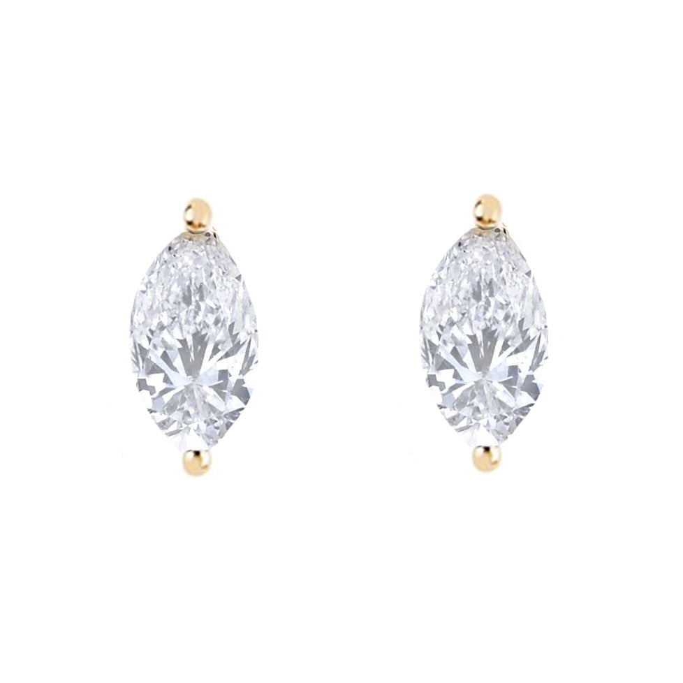 Diamond Marquise Stud - 14KT Gold - Monisha Melwani Jewelry