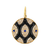 Diamond Black Enamel Sapphire Evil Eye Pendant - 14kt Gold - Monisha Melwani Jewelry