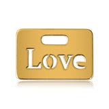 Gold Rectangle Engraved Word Love Pendant