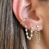 Gold Mini Diamond Connecting Earrings - 14KT Gold - Monisha Melwani Jewelry
