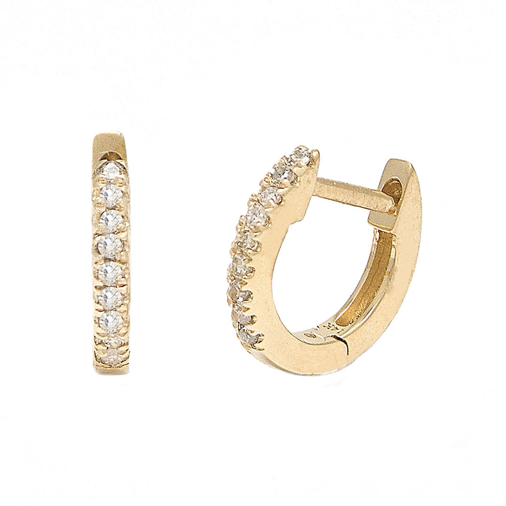 Gold Micro Pave Diamond Hoop Earrings - 14KT Gold - Monisha Melwani Jewelry