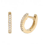 Gold Micro Pave Diamond Hoop Earrings - 14KT Gold - Monisha Melwani Jewelry