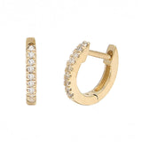 Gold Micro Pave Diamond Hoop Earrings - 14KT Gold - Monisha Melwani Jewelry
