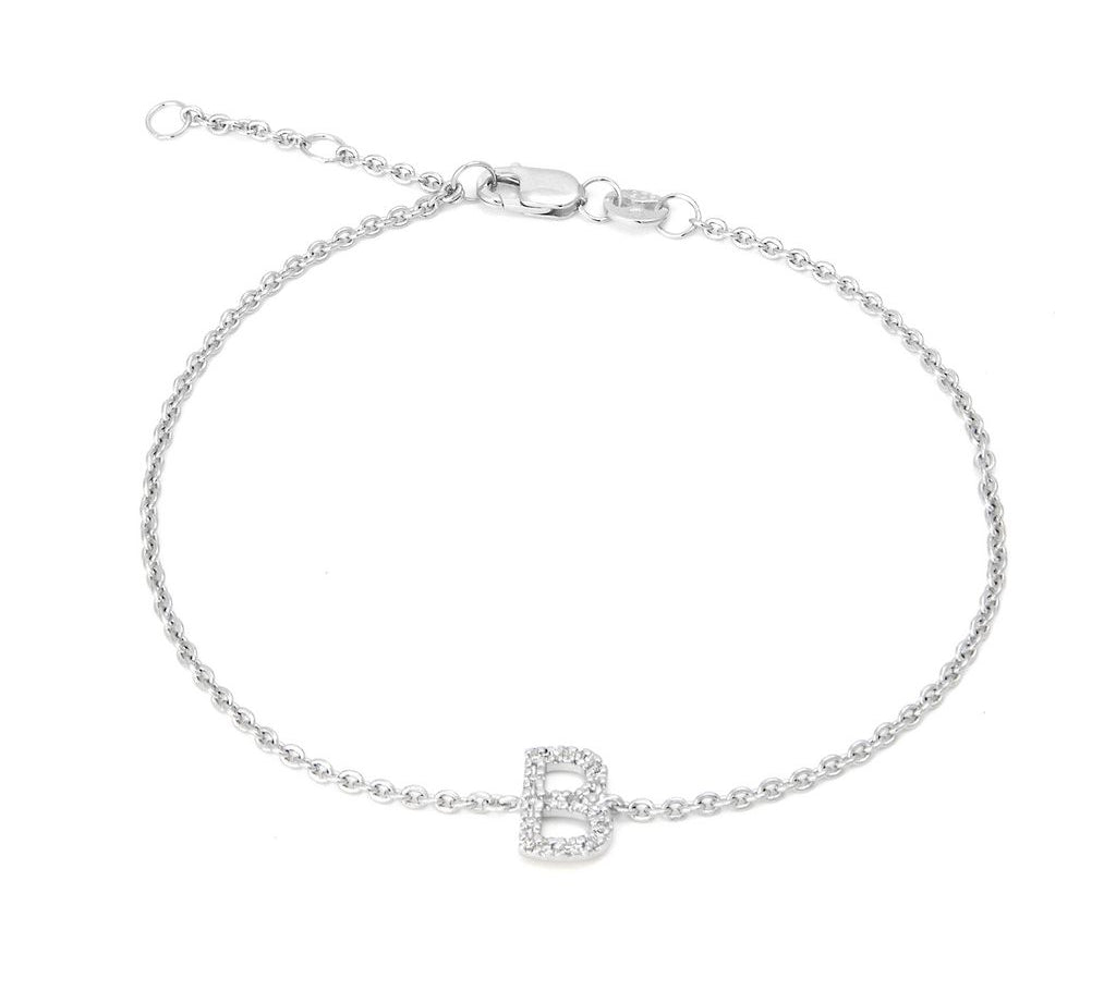 Silver Diamond Initial Bracelets