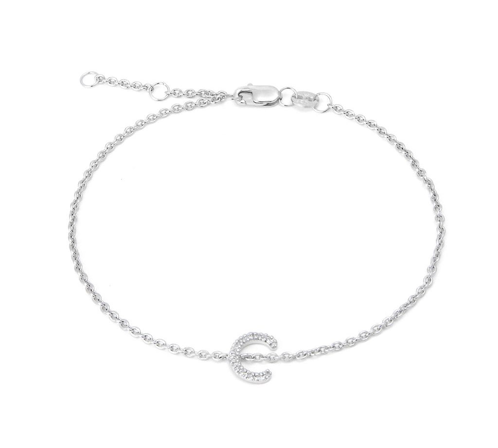 Silver Diamond Initial Bracelets