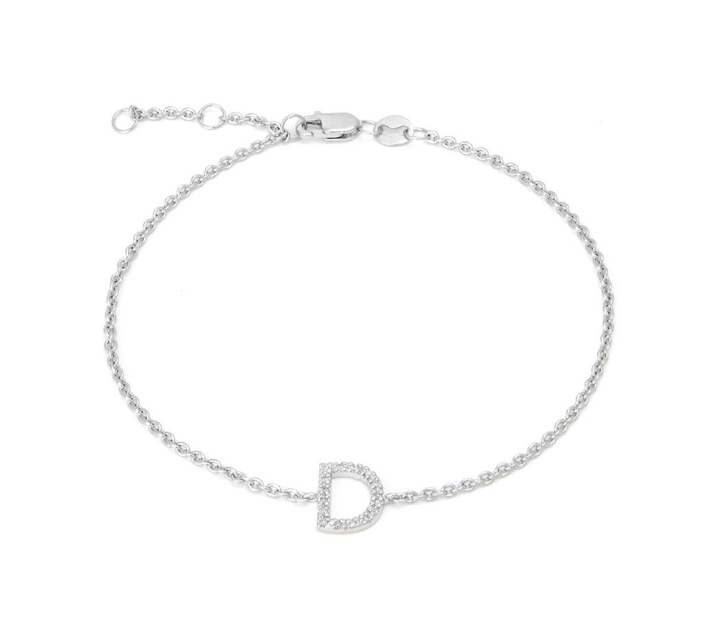Silver Diamond Initial Bracelets