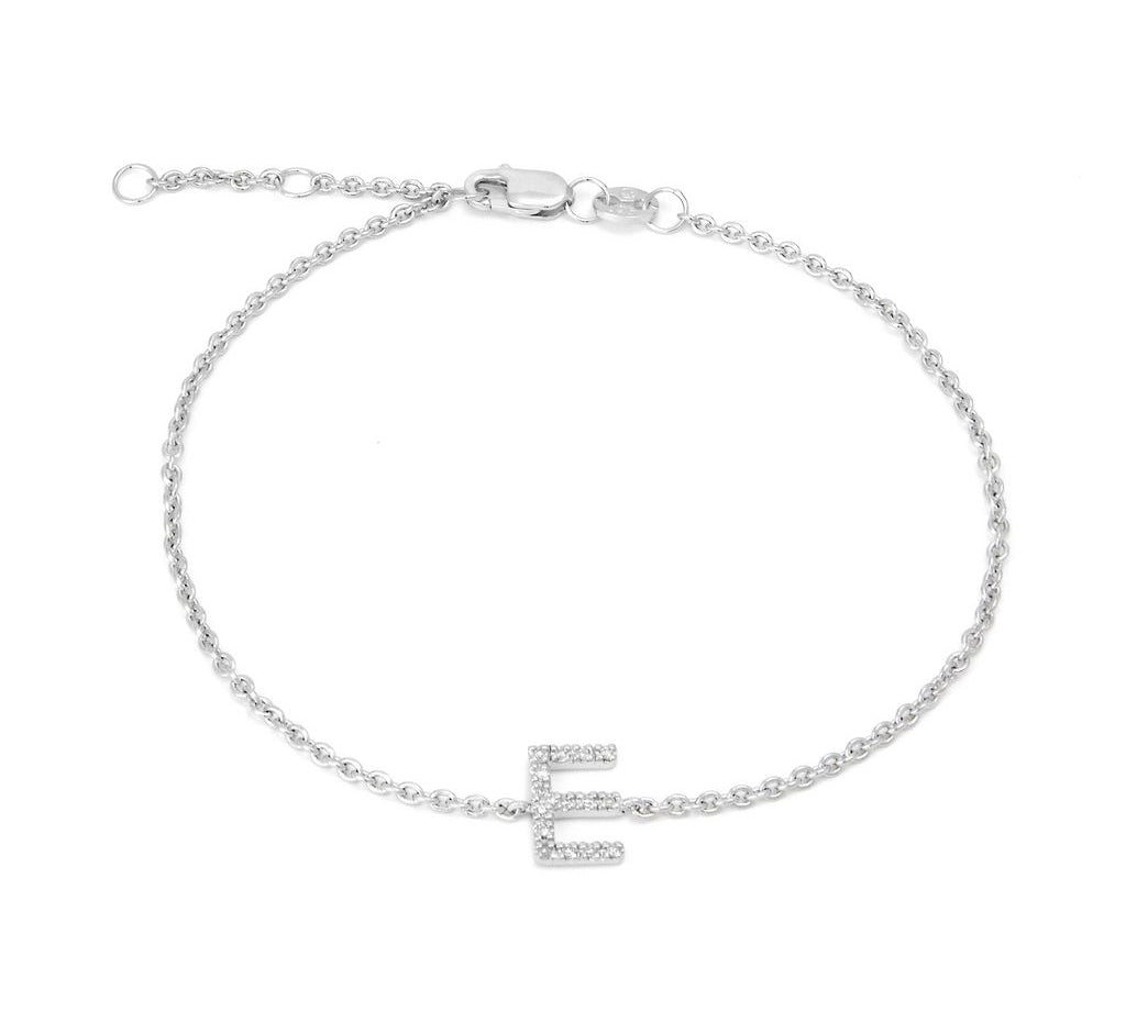 Silver Diamond Initial Bracelets