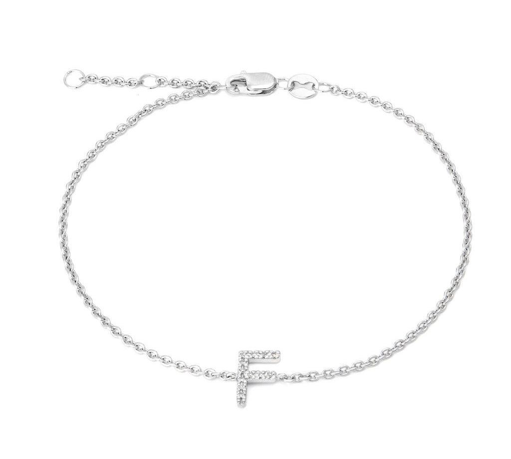 Silver Diamond Initial Bracelets