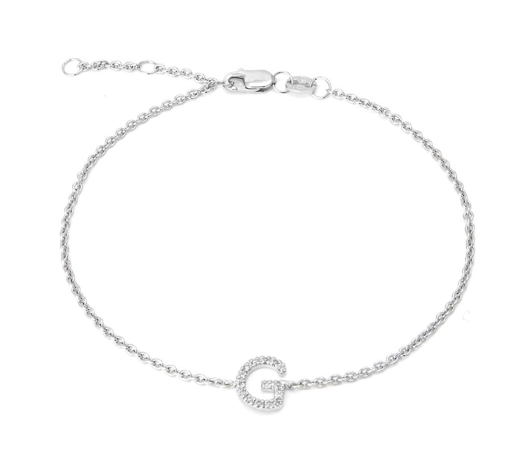 Silver Diamond Initial Bracelets