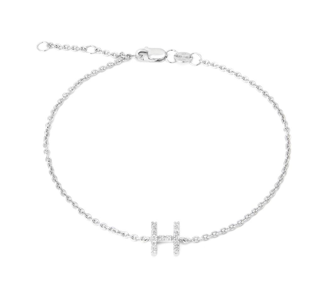 Silver Diamond Initial Bracelets