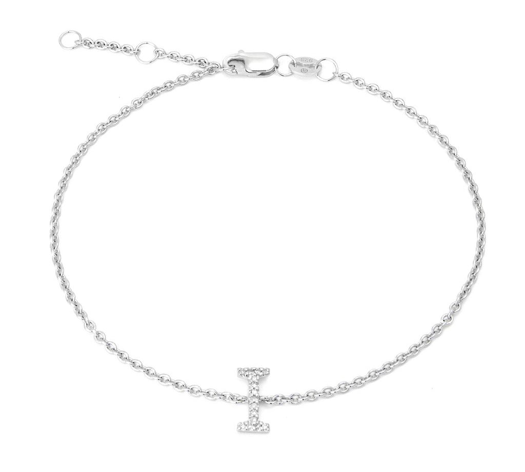 Silver Diamond Initial Bracelets